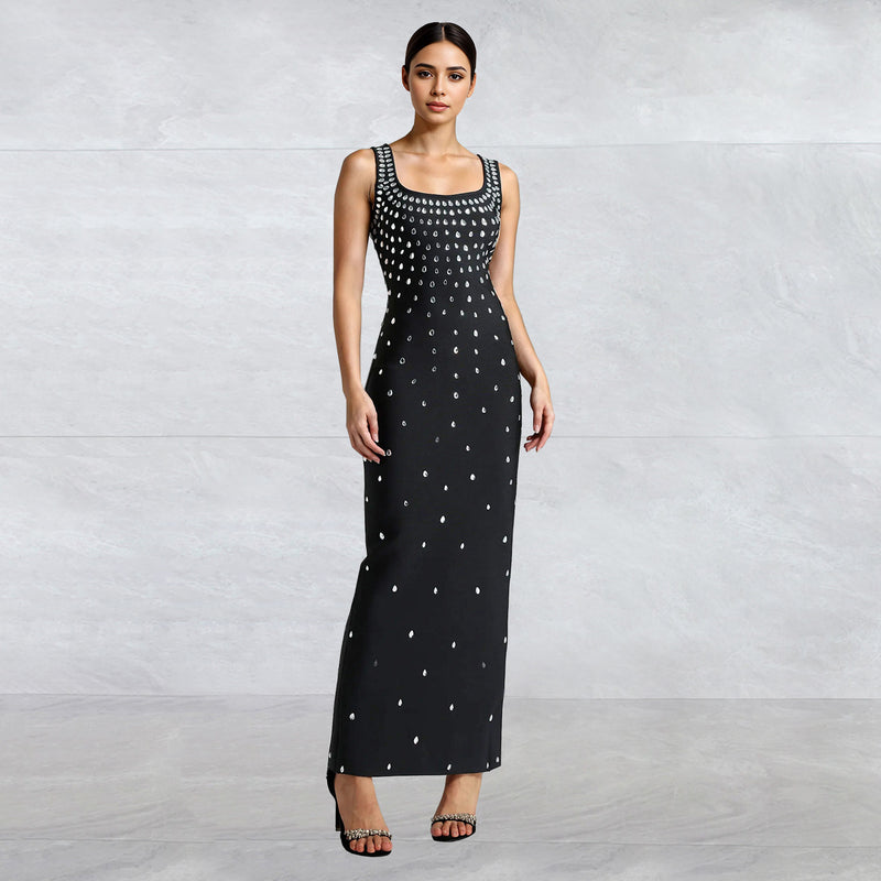 Hot Diamond U Neck Sleeveless Bodycon Dress BY 7117