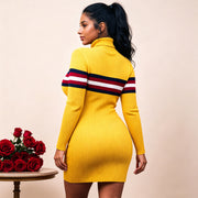 Plus Size Stripe High Collar Knits Sweater QMZF 1902