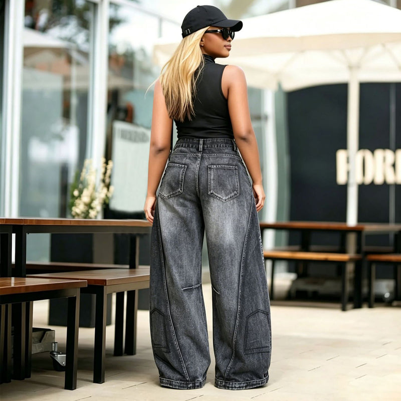 Plus Size Holes Wide Leg Jeans GYLN 7824