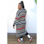 Plus Size Stripe Knits Long Coats QYXZ 9100