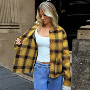 Plaid Print Long Sleeve Coat GFRT 60319TBZ