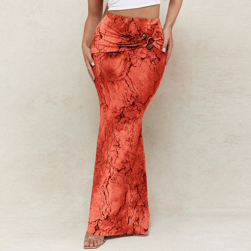 Printed Low waist Fishtail Skirt GFRT 42053SBG