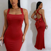 Sexy Backless Bow Maxi Dress GADE 9801
