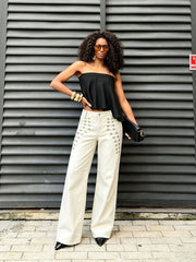 Multi Row Metal Button Jeans %EF%BB%BFGYLN 8609