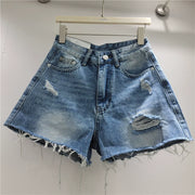 Holes Raw Edge Denim Shorts GZYN R9117