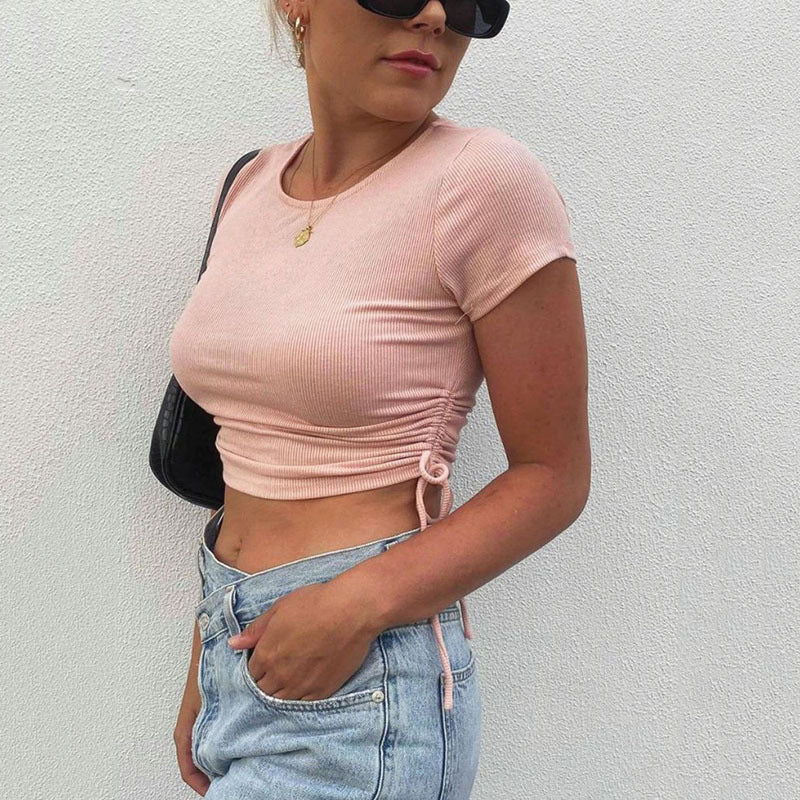 Short Sleeve Drawstring T Shirts JHYB 9105