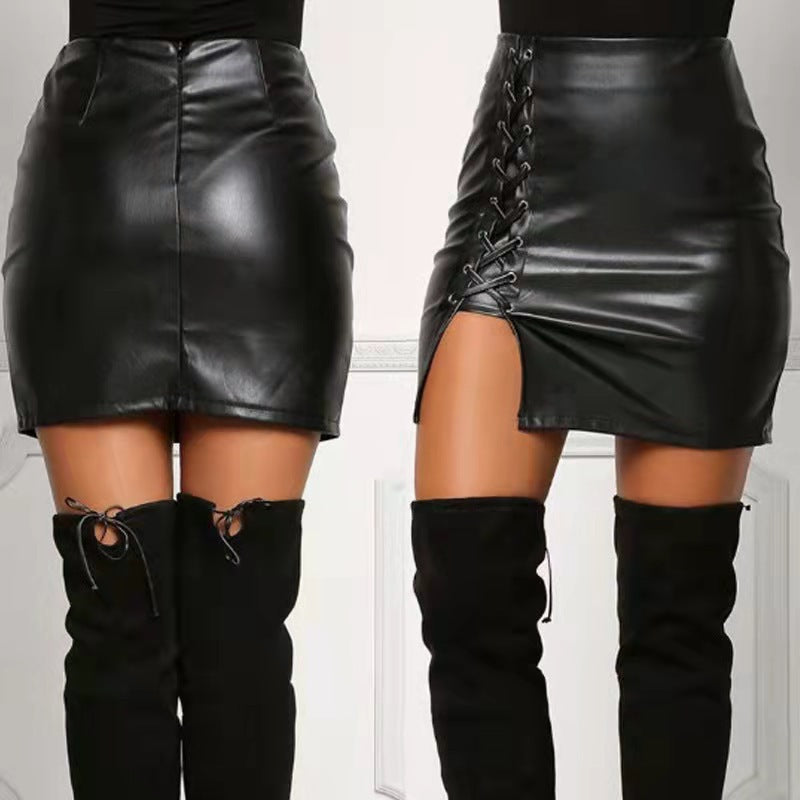 Fashion PU Leather Bandage Skirt GPBY 2177