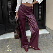 Solid Color PU Leather Casual Pants GPBY SK9997