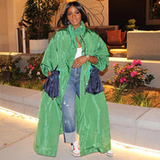 Long Sleeve Stand Collar Long Trench Coat MUE 3453