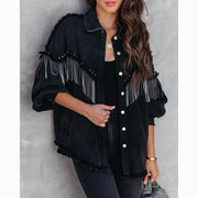 Chain Studded Street Fashion Single Breasted Denim Jacket GYAN 641