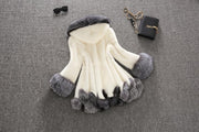 Plus Size White Rabbit Fur Hooded Coat HHMY XF %E8%85%B0%E5%B8%A6%E8%B1%B9%E7%BA%B9%E8%B6%85%E9%95%BF