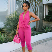 Deep V Neck Halterneck Seventh Jumpsuit MXBF D26JP257