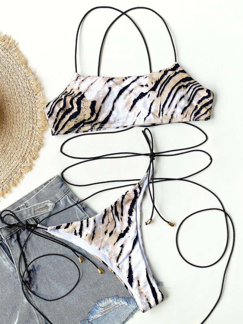 Sexy Leopard Print Swimsuit Two Piece Sets CSYZ B513Q