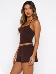 Solid Color Sling Tank Top Two Piece Short Set MIL L331