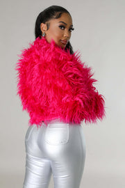 Solid Color Long Sleeve Plush Coat GXHF M81016