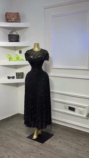 Lace Short Sleeve Slim Maxi Dress GCNE 75767