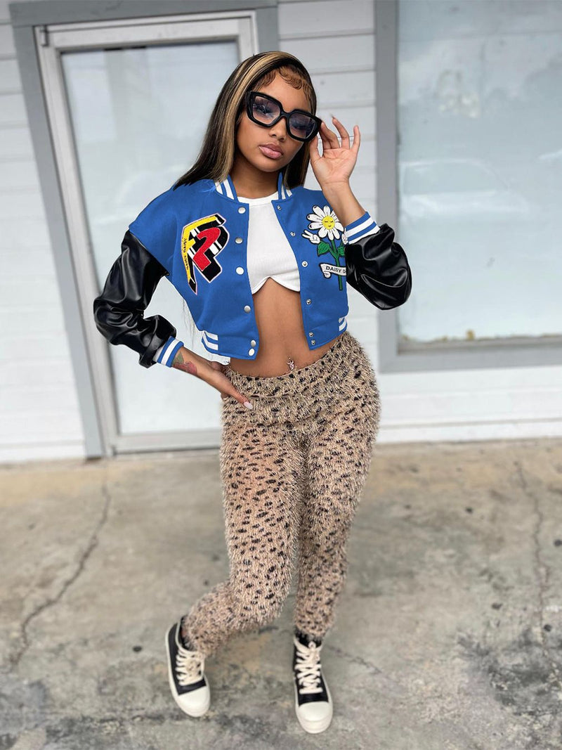 Casual Embroider Print Baseball Coats FOSF FA8369