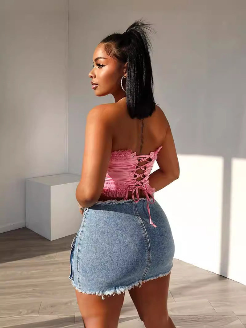 Fashion Slim Denim Short Skirt YMEF 51070