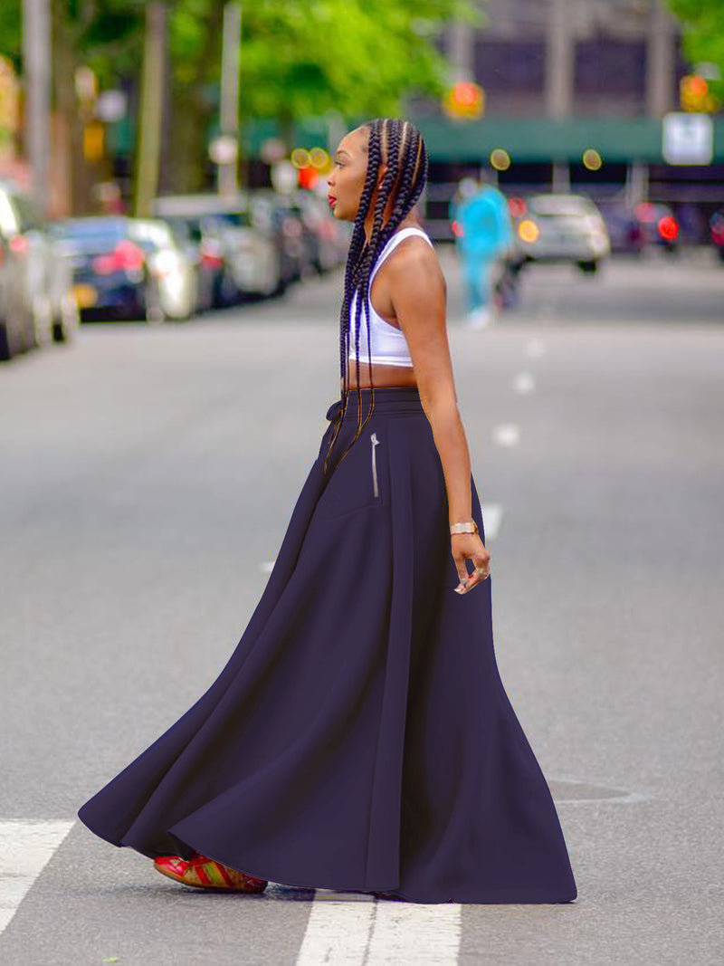 Solid Color High Split Long Skirt ZDF 33103
