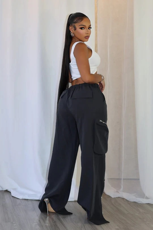 Casual Zipper Split Loose Straight Pants GXHF M80250
