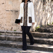 Casual Fleece Leopard Patchwork Hooded Coats OMY 12022