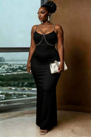V Neck Sling Slim Maxi Dress GMYU 11500