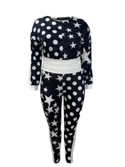 Plus Size Stars Polka Dots Sport Pants Suit GAWE 5872