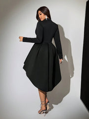Plus Size Deep V Neck Long Sleeve Mini Dress GAWE 6786