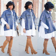 Shawl Loose Fashion Denim Jacket GQDH 8826