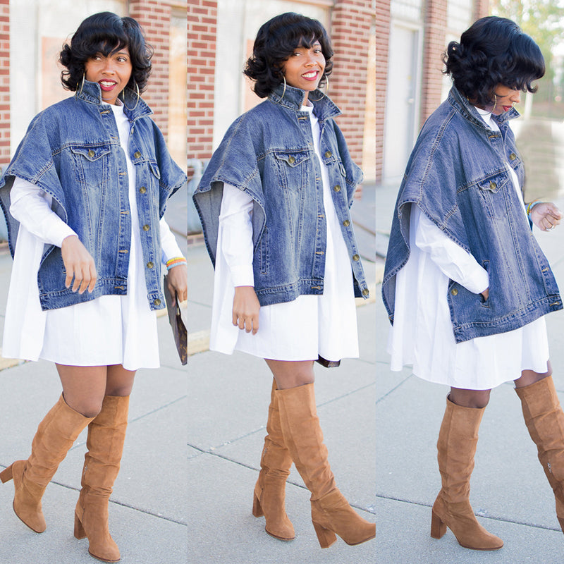 Shawl Loose Fashion Denim Jacket GQDH 8826
