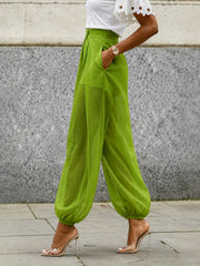 Mesh See Through Lantern Pants HNIF GY342