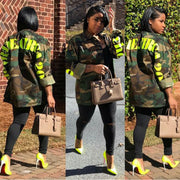 Casual Fashion Camouflage Letter Print Coats GCYF 9026