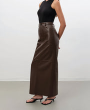 PU Leather High Waist Split Long Skirt GPBY SK8327
