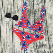 Floral Print Ruffled Bikini Two Piece Sets CASF 8743