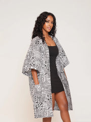 Printed Seven Split Sleeve Loose Cardigan Coat SFY 603