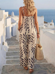 Print Off Shoulder Loose Wide Leg Jumpsuit GSRX 748