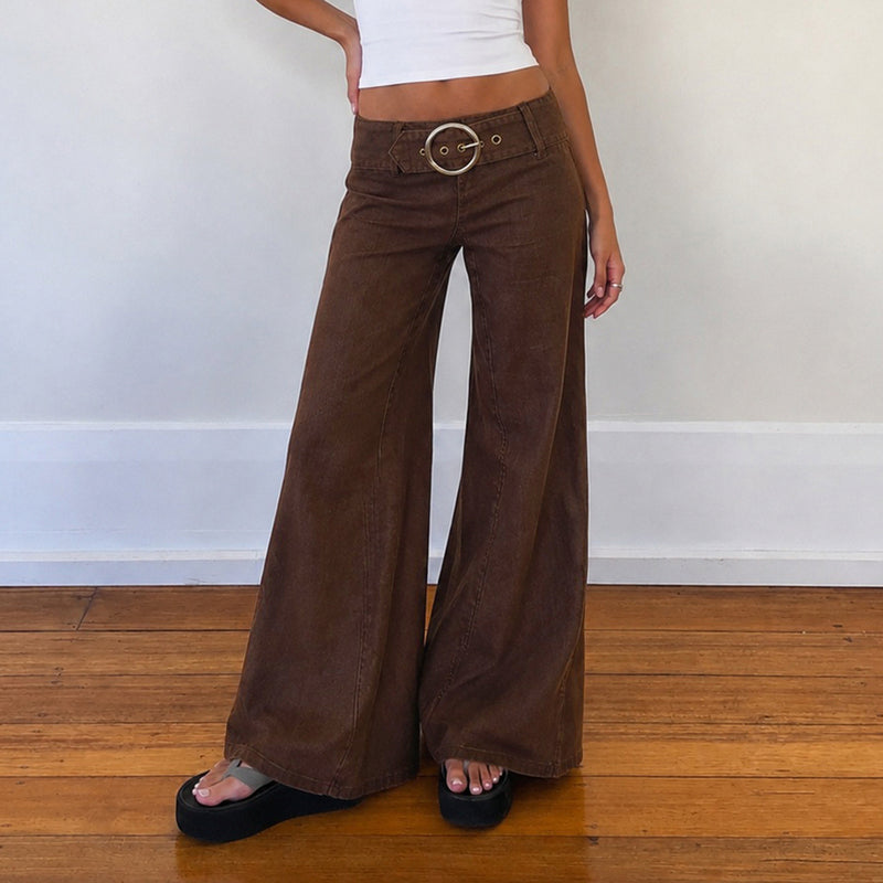 Retro Metal Buckle Straight Jeans GPKJ MR50146