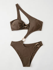 Solid Color Single Shoulder One Piece Swimsuit CSYZ G885W