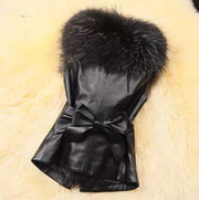 Plus Size Fur Collar Fur PU Leather Coat HHMY 5723