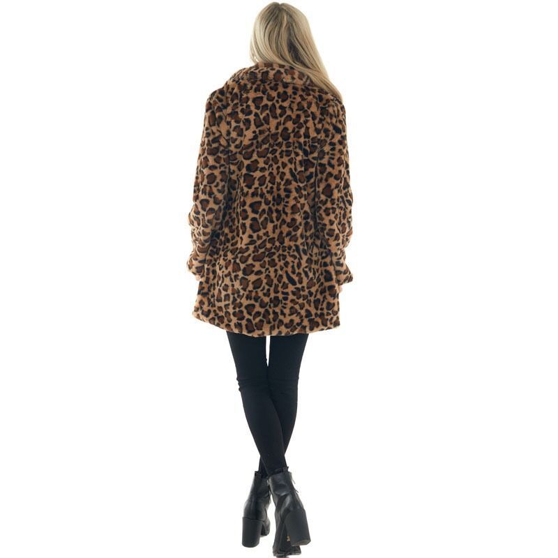 Plus Size Rabbit Fur Leopard Print Loose Plush Coats HHMY 9092