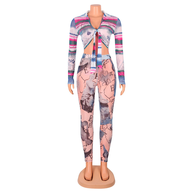 Printed Long Sleeve Cardigan Tops GOSD OS6058
