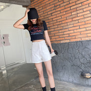 White Fashion Loose Denim Shorts GKNF TS2010