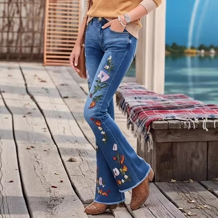 Embroidered Flared Jeans GXJF 6003