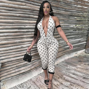 Deep V Neck Backless Print Jumpsuit MXBF Q26JP118