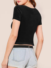 Hot Drill Letter Short Sleeve T Shirt ME 63005