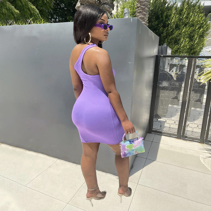 Sexy Solid Off Shoulder Irregular Bodycon Dress SFY 2126