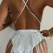 Sexy Deep V Neck Tassel One Piece Swimsuit DYSC DY22A150YYB091513