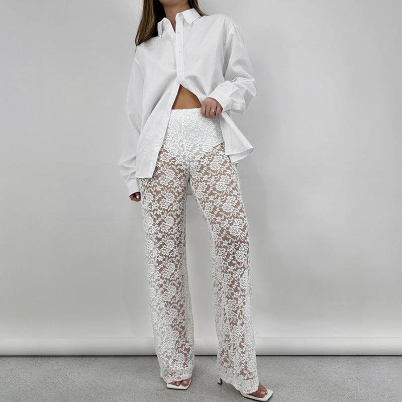 Lace See Through Patchwork Pants GPBY 15116