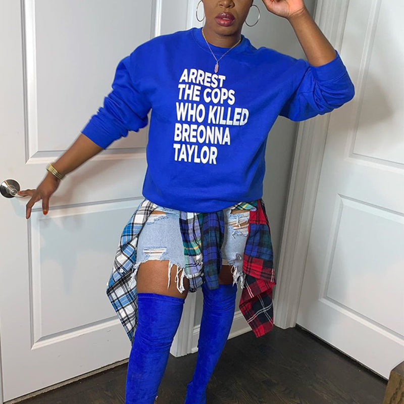 Fashion Casual Solid Color Letter Printed Sweatshirt BN 9255