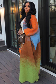 Casual Color Block Loose Knits Long Coat TR 1320
